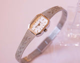 Minimalistische rechteckige Armitron Quarz Uhr | Winzige silberne Damen Uhr