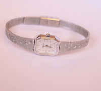 Minimalista rectangular Armitron Cuarzo reloj | Pequeñas damas plateadas reloj