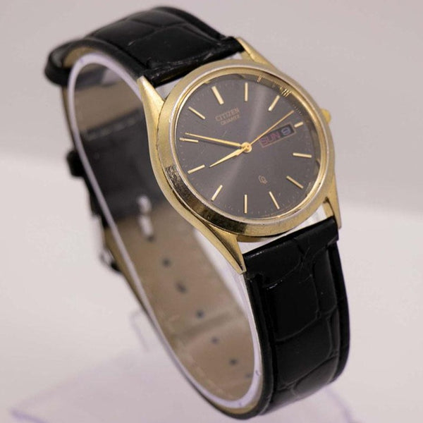 Citizen 1100-R12551 montre | Ancien Citizen Quartz montre avec cadran noir