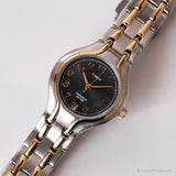 Vintage zweifarbig Timex Uhr für sie | Elegantes schwarzes Zifferungsdatum Uhr