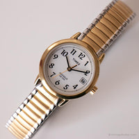 Vintage Gold-Ton Timex Indiglo Uhr | Zweifarbiges Stahlarmband Uhr