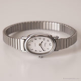 Vintage Silver-tone Oval Timex Watch | Ladies Stainless Steel Watch