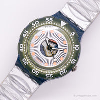 Vintage 1993 Swatch SDN107 SILVER TRACE Watch | Skeleton Swatch Scuba