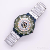Vintage 1993 Swatch SDN107 SILVER TRACE Watch | Skeleton Swatch Scuba