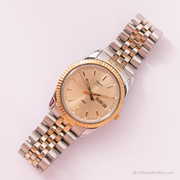 Vintage dos tonos Timex reloj | Elegante Timex Reloj de pulsera