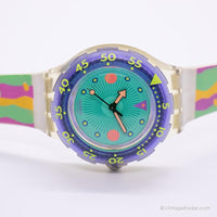 1991 Swatch SDK102 Medusa Watch | 90s خمر الأزرق Swatch Scuba