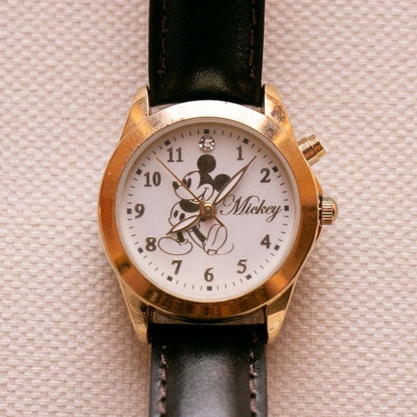 Selten Mickey Mouse Disney Uhr | Vintage Gold-Ton Disney Geschenk Uhr