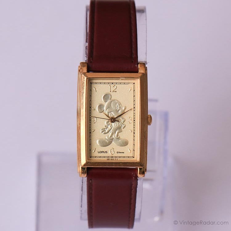 Vintage 90’s Lorus Brown Leather Mickey Mouse Watch Vintage Lorus Quartz Mickey Mouse Watch Brown Leather Band  main image 3