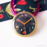 1992 Swatch PWK165 Alice Watch | Rosa raro e nero Swatch Pop
