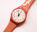 2010 CREAM JAM GR150 Red Swiss Swatch Watch | Minimalist Swatch Gent