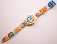 2008 Pins lúdicos GW145 swatch | Funky colorido arcoiris suizo swatch reloj
