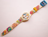 2008 PLAYFUL PINS GW145 Swatch | Funky Colorful Rainbow Swiss Swatch Watch