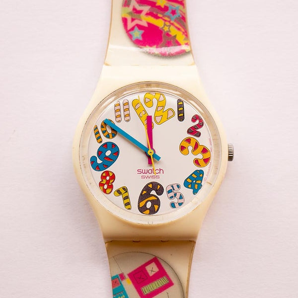 2008 épingles ludiques GW145 swatch | Arc-en-ciel coloré funky swatch montre