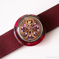 1996 Swatch PMB105 VICTORIAN KNOT Watch | Red Floral Swatch Pop