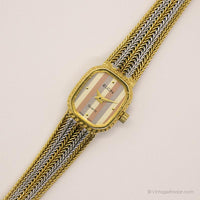 Vintage Elgin Striped Watch | Gold-tone Wristwatch for Ladies