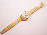 2006 Pastel Candy GE173 Pink & Yellow & Green Swiss swatch reloj para mujeres