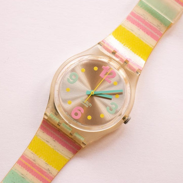 2006 Pastell Candy GE173 Pink & Yellow & Green Swiss swatch Uhr für Frauen