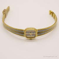 Jahrgang Elgin Gestreift Uhr | Goldton-Armbanduhr für Damen