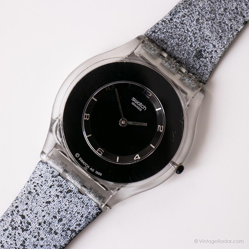中古 ヴィンテージ Swatch Skin AG 1999 SFB107 1999 Swatch Skin Noir de Chine SFB107 Watch | Black Swiss