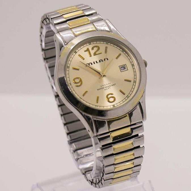Vintage Milan Two-tone Date Watch for Women Classic Office Watch