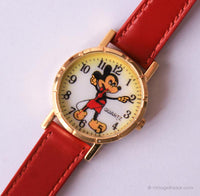 الرجعية Mickey Mouse راقب النساء على حزام من الجلد الأحمر