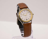 Cuartzo de tiempo innovador vintage reloj | Fecha unisex reloj Correa marrón