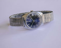 EXTRAÑO Junghans 25 joyas automáticas de hombres reloj con dial azul vintage