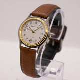 Vintage Innovative Time Quartz Watch | Unisex Date Watch Brown Strap