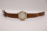 Vintage Innovative Time Quartz Watch | Unisex Date Watch Brown Strap