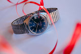 SELTEN Junghans 25 Juwelen automatische Männer Uhr mit blauem Zifferblatt Vintage