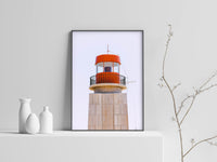 Red Lighthouse Digital Print | Minimalist Lighthouse Printable Art - Vintage Radar