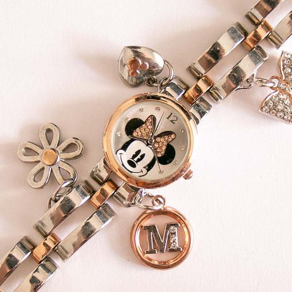 Or rose Minnie Mouse montre avec Disney Charmes | Disney Bijoux montre