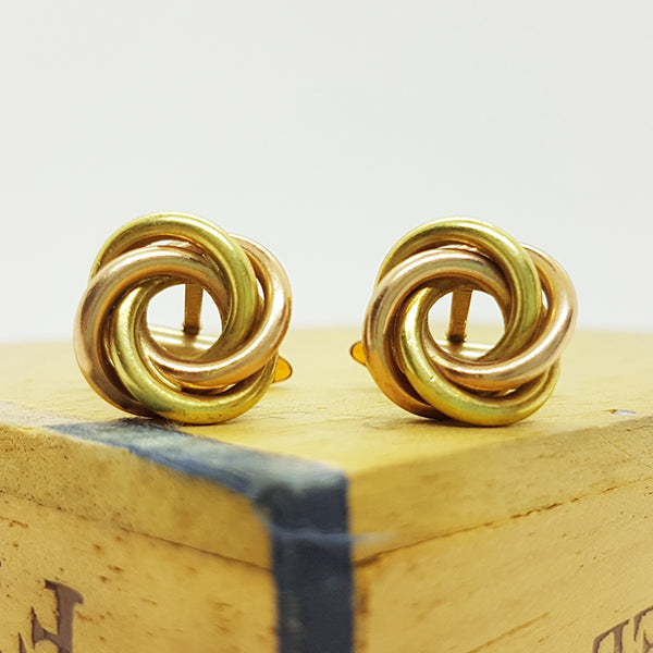 Yellow and Rose-Gold Cufflinks with Intertwined Circles | Wedding Cufflinks - Vintage Radar