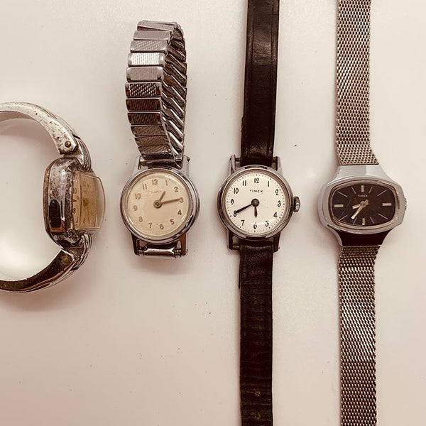 Lotto di 4 Timex Ladies orologio per parti e riparazioni - Non funziona