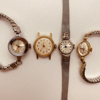 Lot of 4 Art Deco Timex Watches for Parts & Repair - NOT WORKING