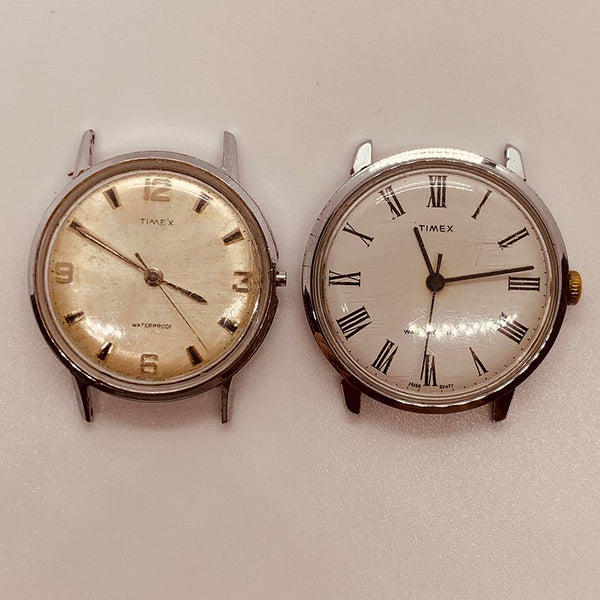 Lot of 2 Mens Timex Mechanical Watches for Parts & Repair - NOT WORKING