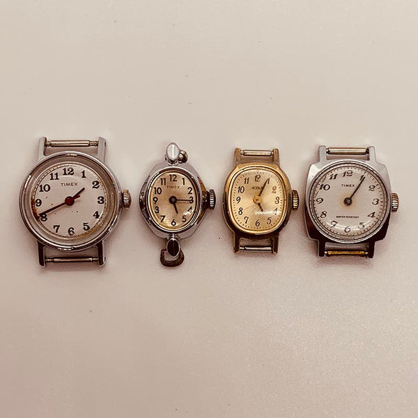 Lotto di 4 Timex Orologi meccanici per parti e riparazioni - non funzionano