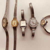Lot of 5 Women's Timex Mechanical Watches for Parts & Repair - NOT WORKING