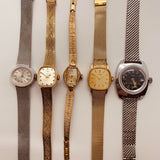 Lot of 5 Women's Timex Art Deco Watches for Parts & Repair - NOT WORKING