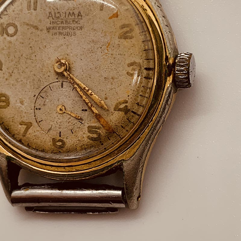 Montre Vintage ALTITUDE Suisse - 18 Rubis Incabloc - Cadran Chiffres Arabes - Bracelet Cuir - Occasion