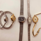 Lot of 5 Women's Timex Wind-up and Quartz Watches for Parts & Repair - NOT WORKING