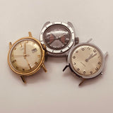 1960 et 1970 Lot de 3 Timex Montres mécaniques pour les pièces et la réparation - ne fonctionne pas