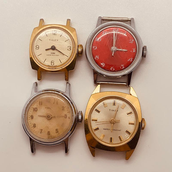 1980 Lot de 4 raros Timex Relojes para piezas y reparación: no funciona