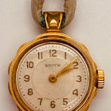 Volga Gold-Tone Soviet Mechanical reloj Para piezas y reparación, no funciona