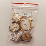 الكثير من 5 عتيقة Timex الساعات الميكانيكية للأجزاء والإصلاح - لا تعمل