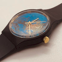 Planeta de dial azul mecánico reloj Para piezas y reparación, no funciona