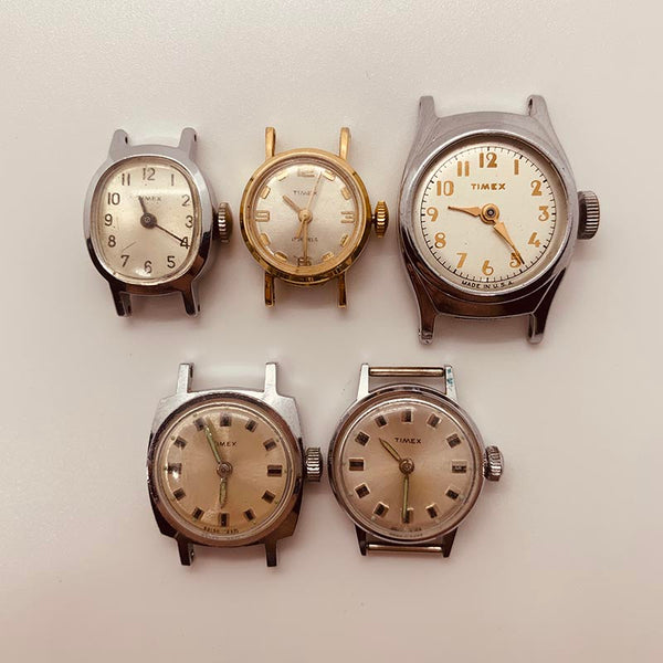Lot de 5 años de la década de 1980 Timex Relojes mecánicos para piezas y reparación: no funciona