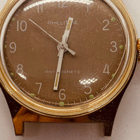 Dial marrón antimagnético filítico reloj Para piezas y reparación, no funciona