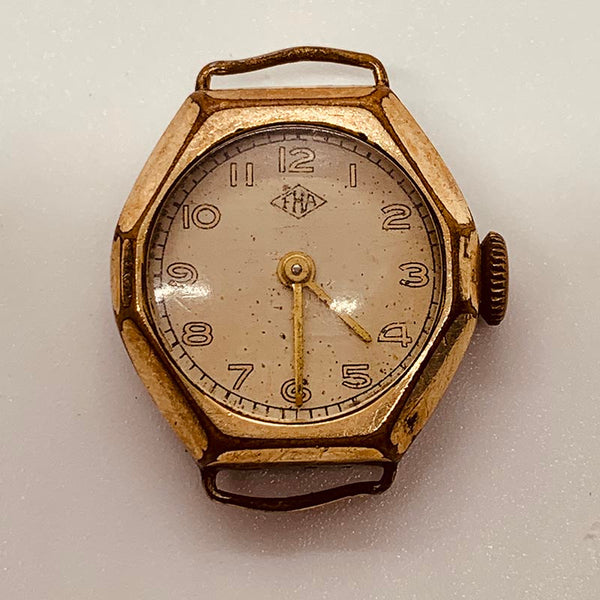 Art Deco German FHA Gold Plated Watch for Parts & Repair - NOT WORKING