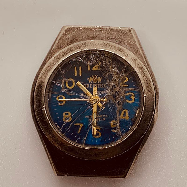 Orienthex blue dial 19 bijoux montre pour les pièces et la réparation - ne fonctionne pas